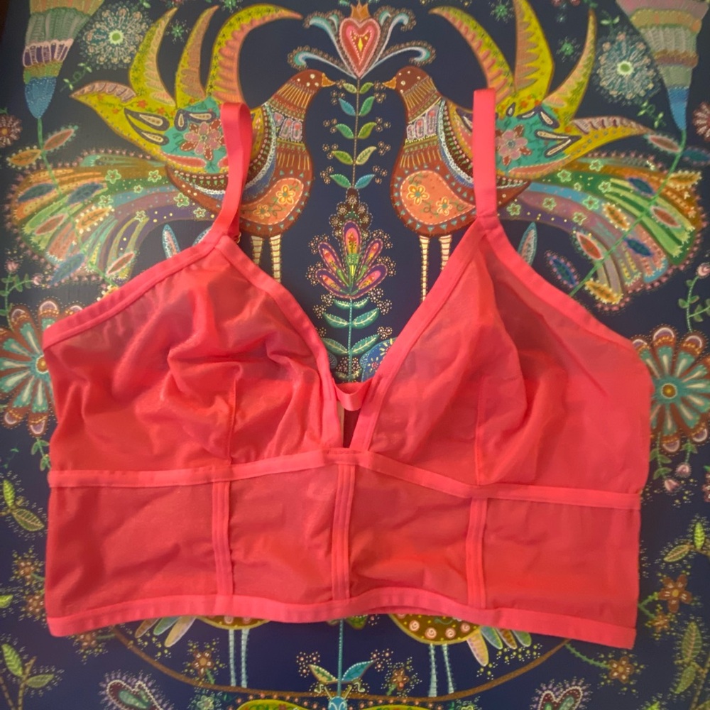 Auden Longline Pink Shimmer Shear Bralette SZ XL
